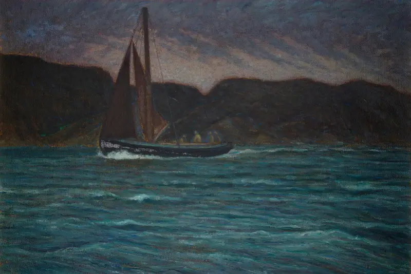 Fiskebåt i storm av Karl Nordström