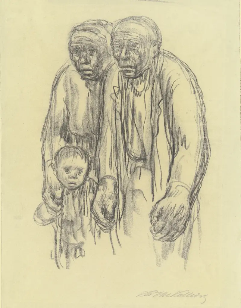 Man, kvinna och litet barn av Käthe Kollwitz