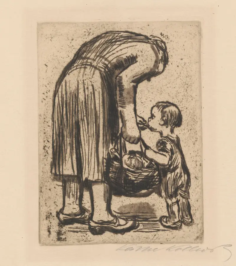 Stojąca matka karmiąca swojego synka, Käthe Kollwitz