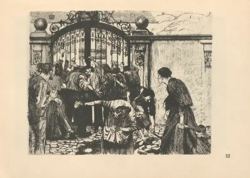 Tillhörande ”Vävarnas uppror”, 1925 – nr 13 av Käthe Kollwitz