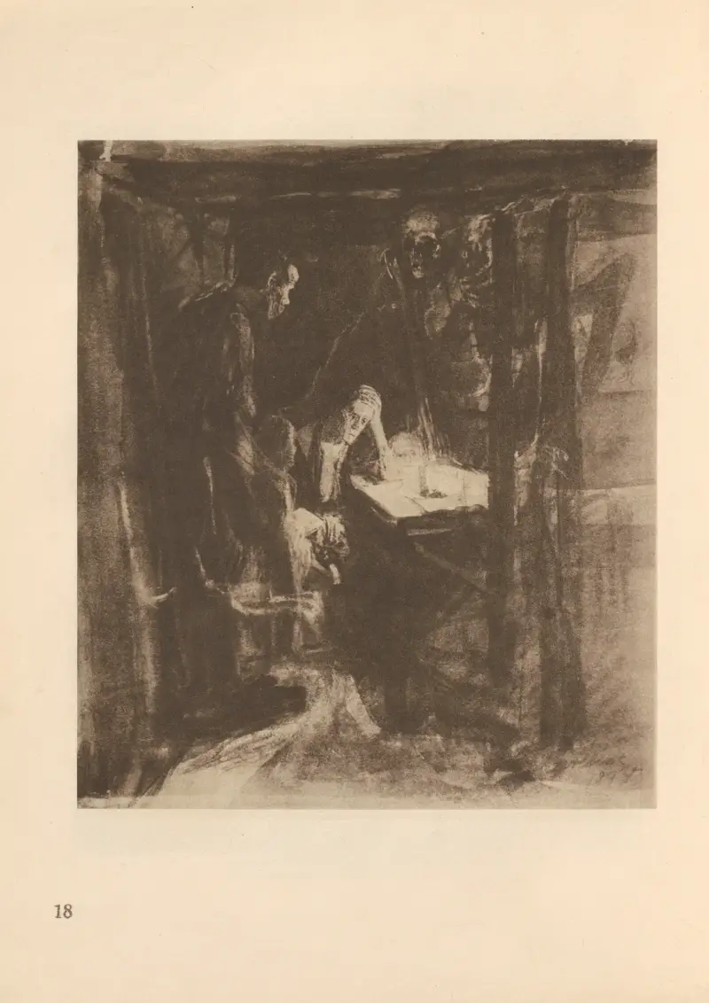 Tillhörande ”Vävarnas uppror”, 1925 – nr 16 av Käthe Kollwitz