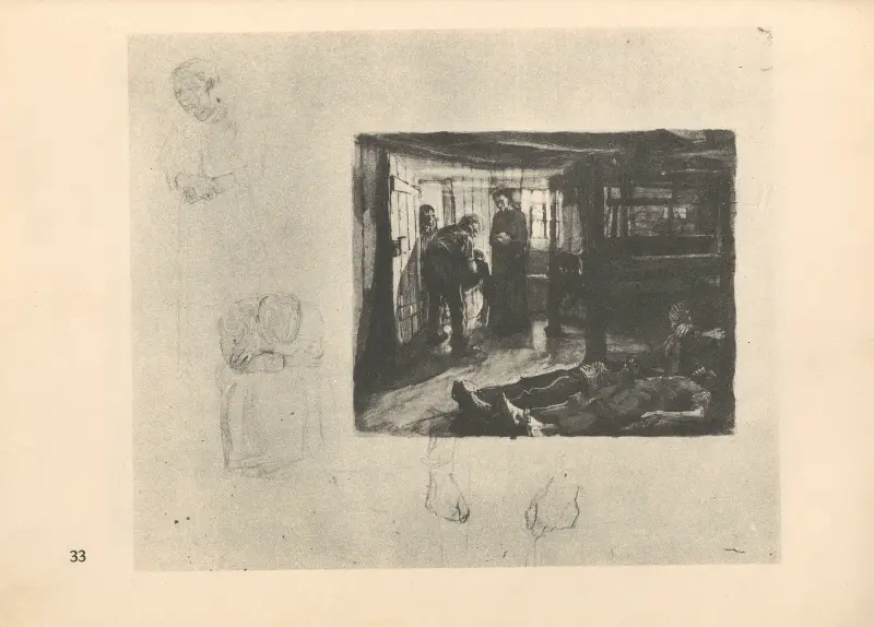 Tillhörande ”Vävarnas uppror”, 1925 – nr 7 av Käthe Kollwitz