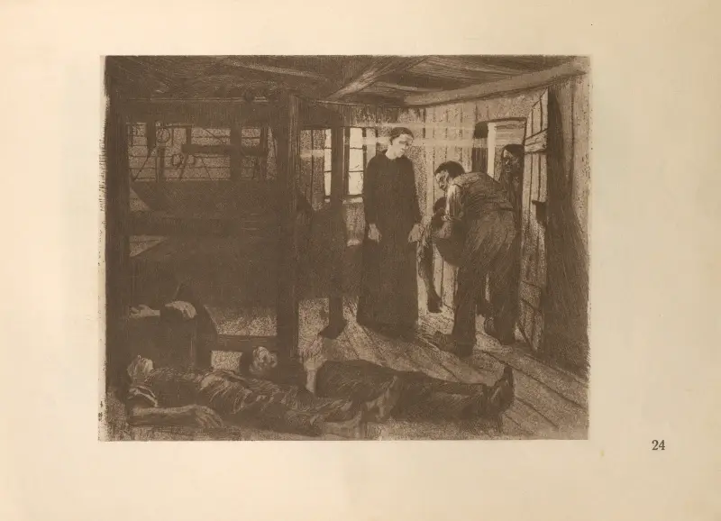 Tillhörande ”Vävarnas uppror”, 1925 – nr 9 av Käthe Kollwitz