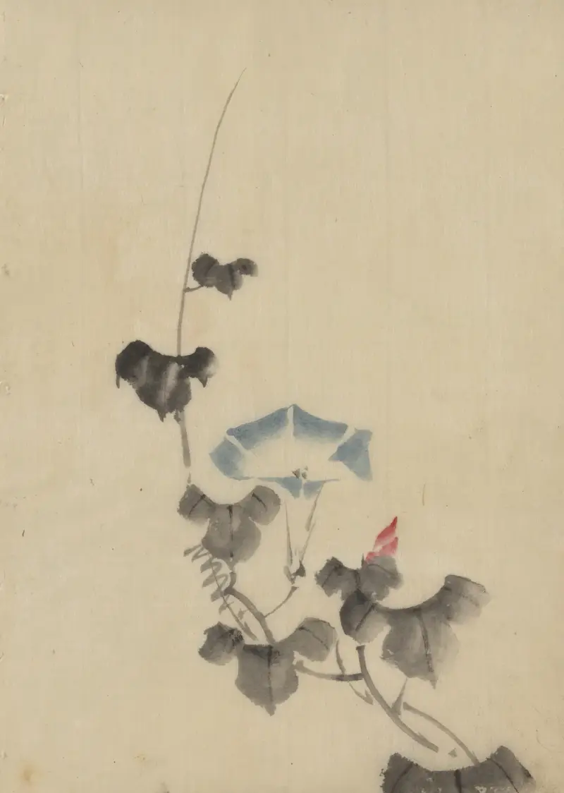 Blå blomma av blomman för dagen på ranka av Katsushika Hokusai