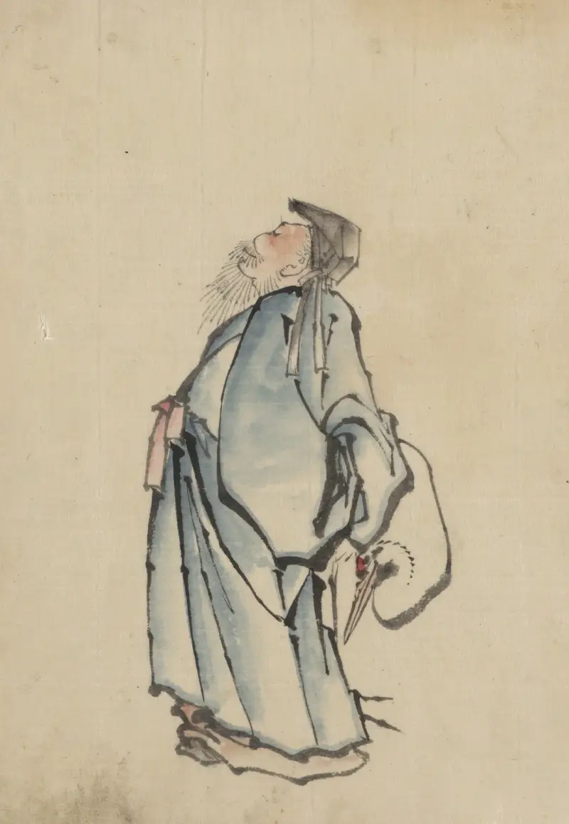 Fukurokuju, visdomens, rikedomens, långa livets och lyckans gud, en av de sju lyckogudarna av Katsushika Hokusai