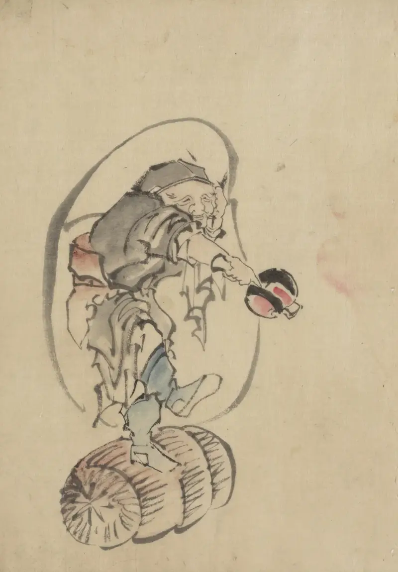 Hotei, lyckoguden av Katsushika Hokusai