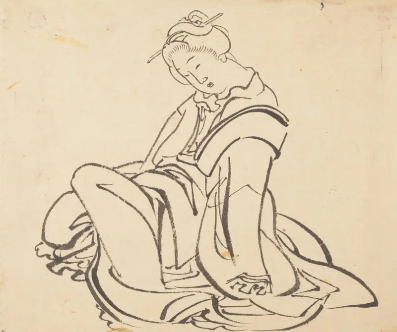 Sittande kvinna av Katsushika Hokusai