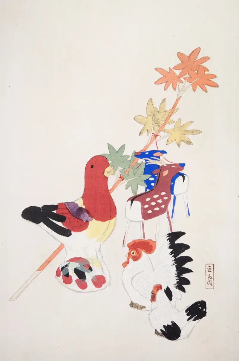 Kyosens samlade illustrationer av japanska leksaker, plansch 45 av Kawasaki Kyosen
