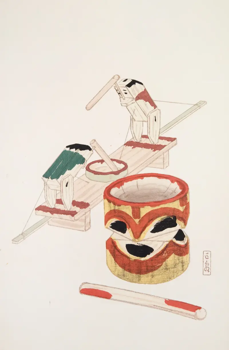 Kyosens samlade illustrationer av japanska leksaker, plansch 101 av Kawasaki Kyosen