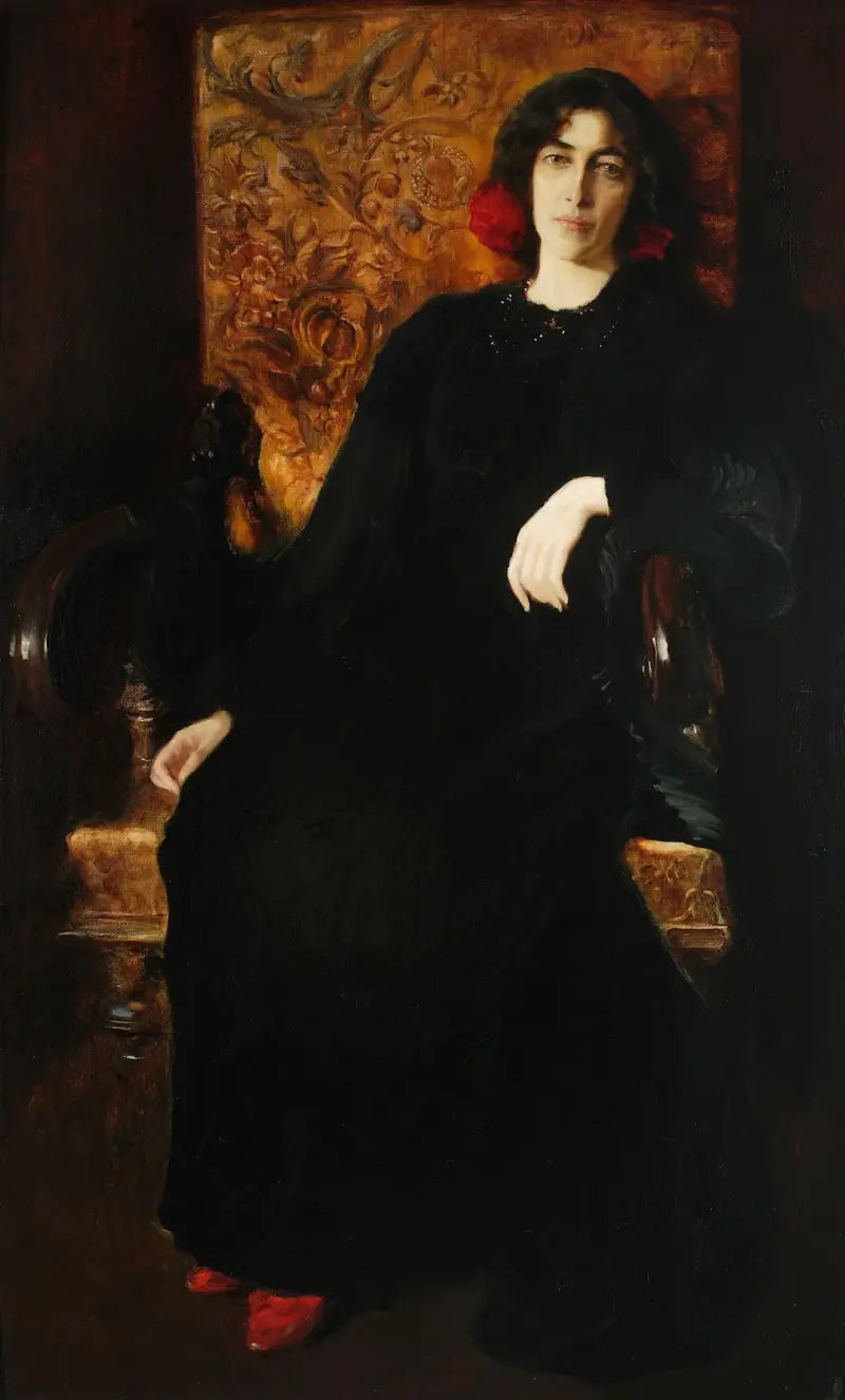 Porträtt av Julia Stabrowska, född Janiszewska, konstnärens hustru av Kazimierz Stabrowski