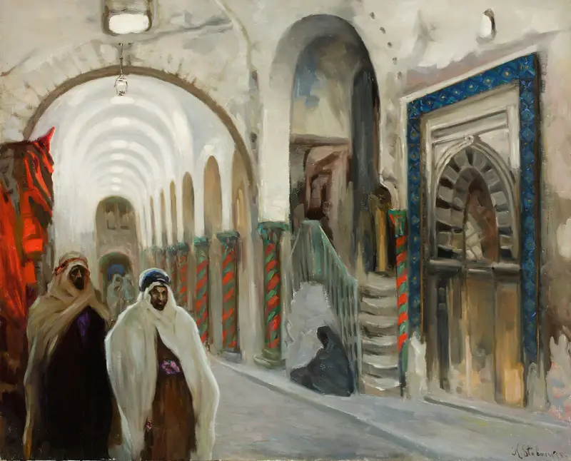 Marknad i Kairouan av Kazimierz Stabrowski