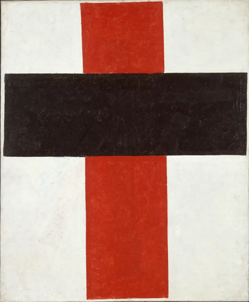 Large cross in black over red on white von Kazimir Malevich