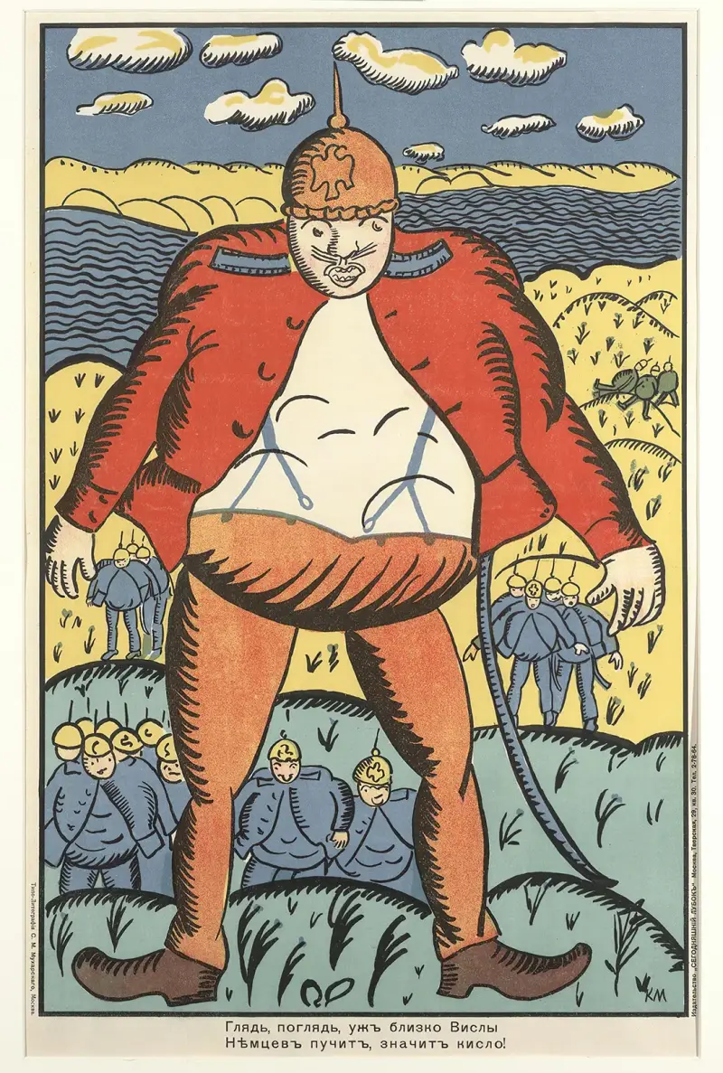 Schau, schau, an der Weichsel. Die deutschen Bäuche schwellen an. So geht es ihnen nicht gut von Kazimir Malevich
