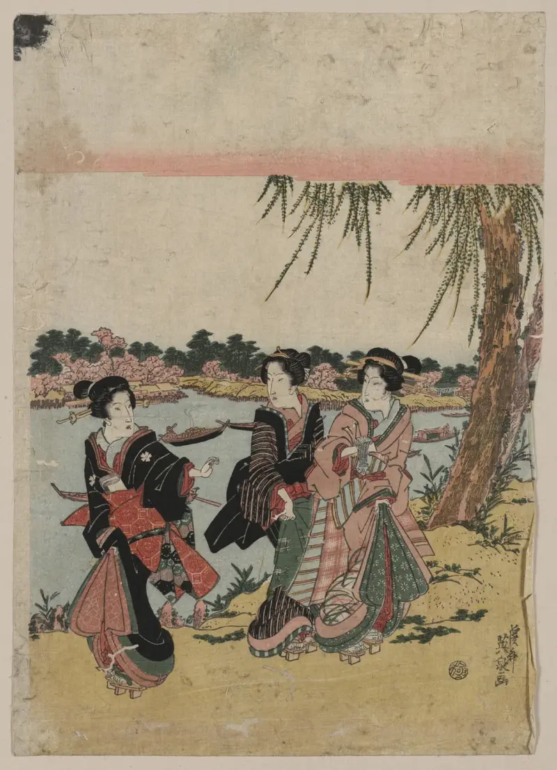 Hanami vid Mimeguri av Keisai Eisen