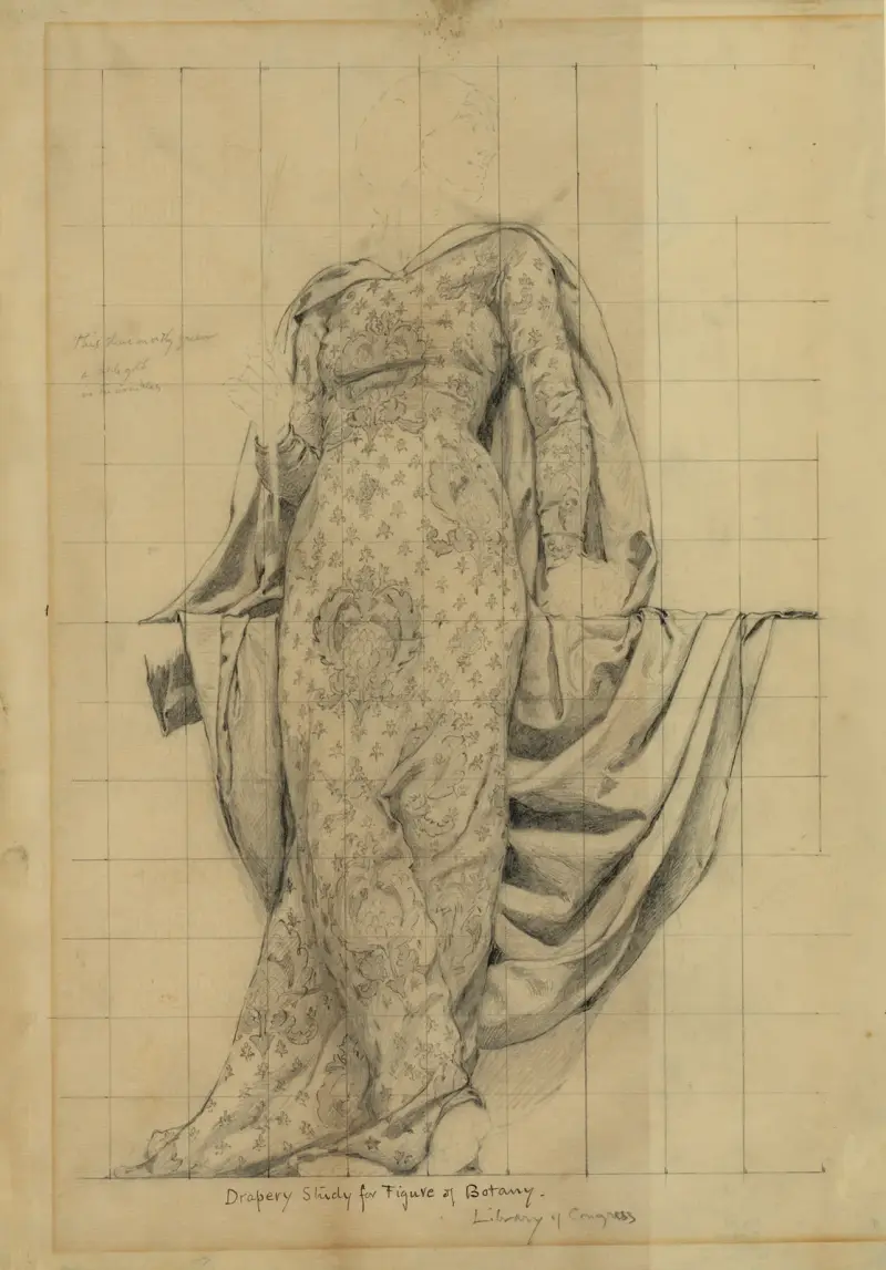 Gewandstudie für die Figur der Botanik von Kenyon Cox