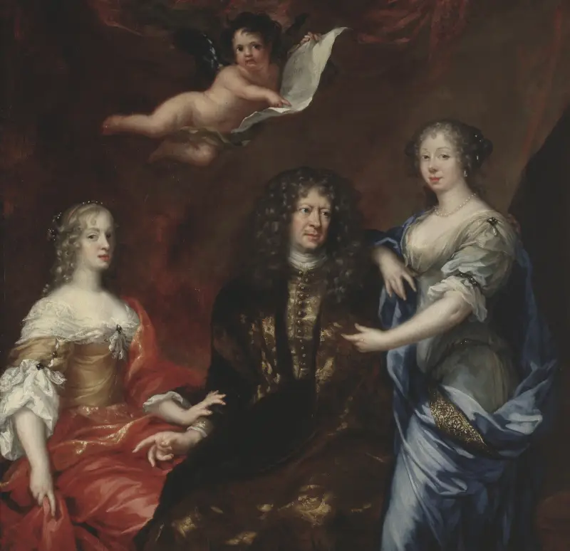 Bengt Horn af Åminne (1623–1678) mit seinen beiden Ehefrauen Margaretha Sparre und Ingeborg Banér von David Klöcker Ehrenstrahl
