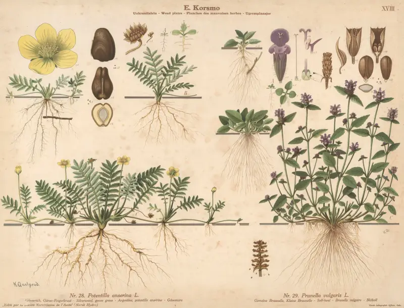 Silverweed, goose grass, Self-heal av Knut Quelprud