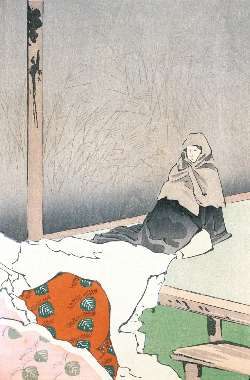 Dansösen Hotoke Gozen vid Giōji av Kobayashi Kiyochika