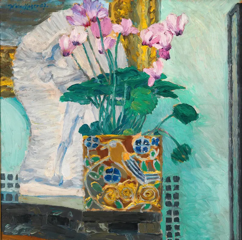 Blumenstilleben mit Zyklamenstock av Koloman Moser