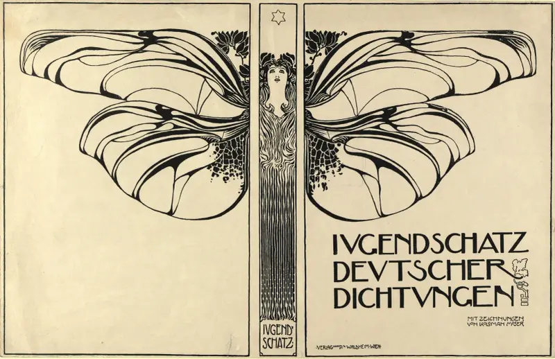 Bokillustrationer – bokbandsomslag för ’Jugendschatz deutscher Dichtung’ av Koloman Moser