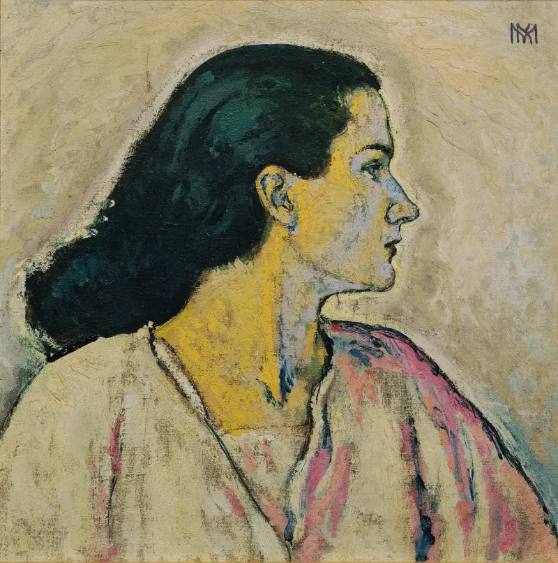 Kvinnopporträtt i profil av Koloman Moser
