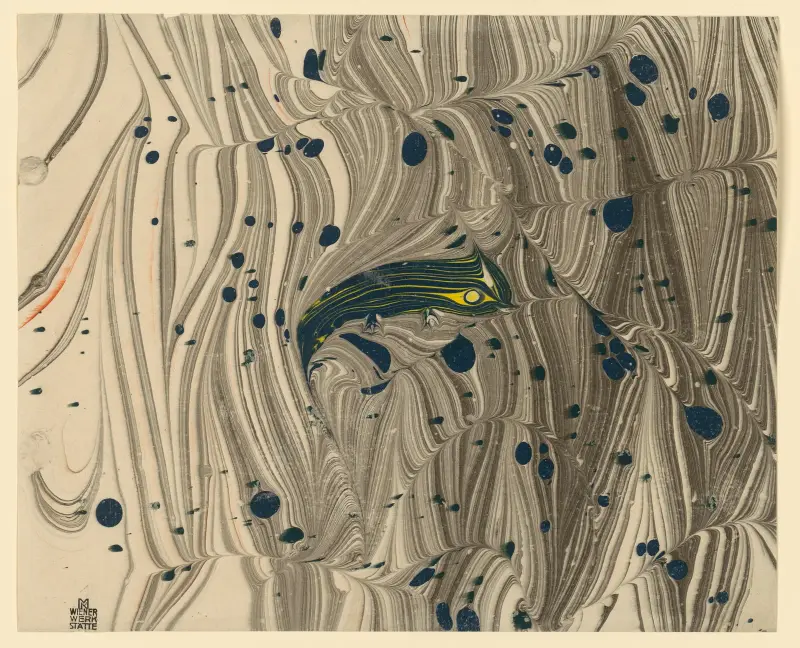 Marmorpapper med stiliserad fisk av Koloman Moser