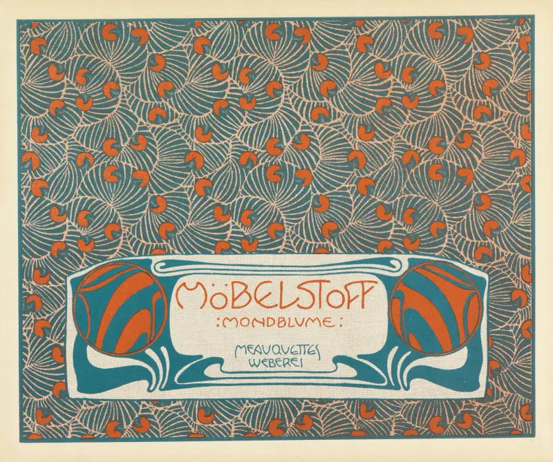 Mobelstoff Mondblume Meauquettes Weberei (Moon Blossom Woven Upholstery Fabric Maquette) av Koloman Moser