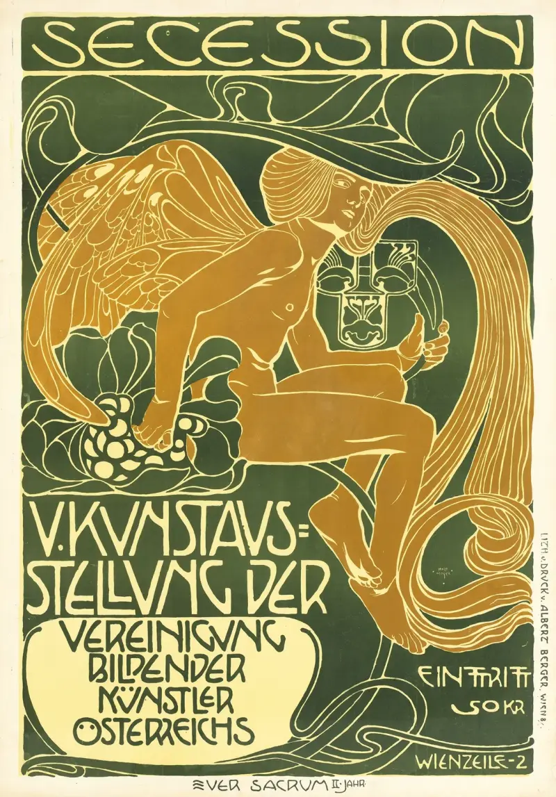 Plakat für die 5. Ausstellung der Secession von Koloman Moser