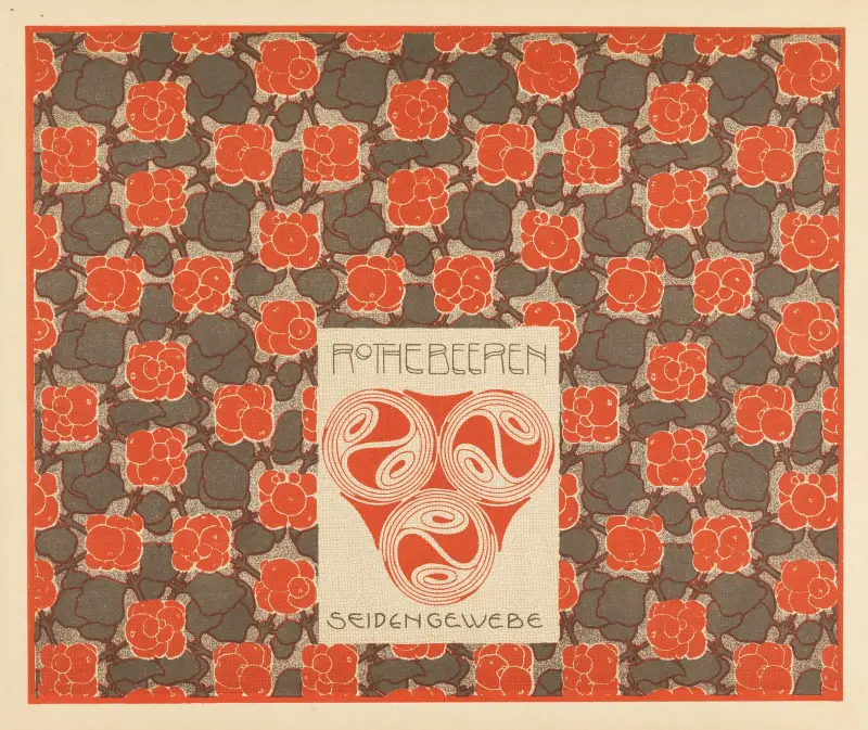 Rotes Beeren-Seidengewebe von Koloman Moser