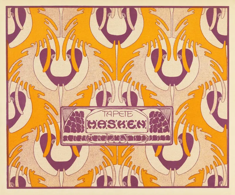 Tapete Masken (Masks Wallpaper) av Koloman Moser