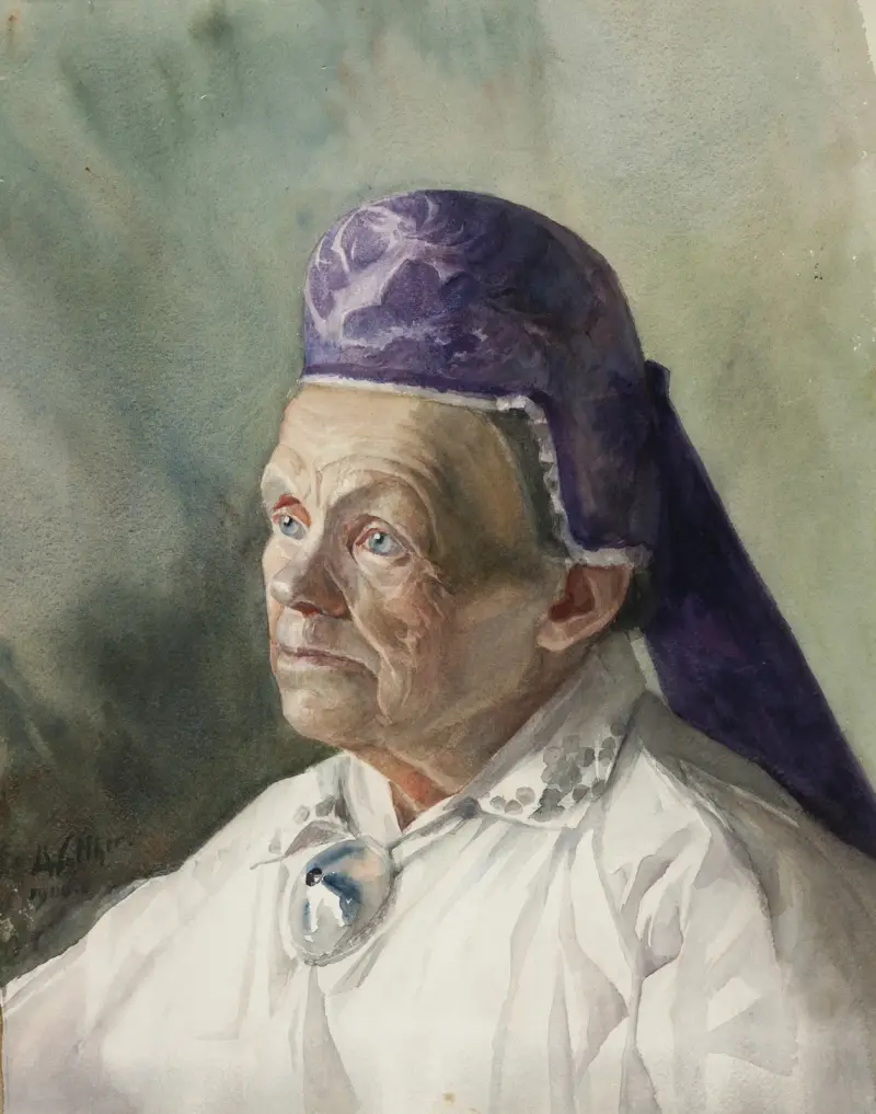 Naise portree (tanuga), 1900 av Konrad Mägi