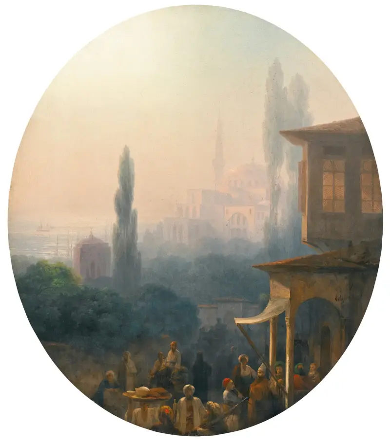 Marktszene in Konstantinopel mit der Hagia Sophia im Hintergrund von Ivan Konstantinovich Aivazovsky