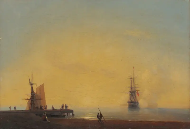 Auf den Reeden, Abend von Ivan Konstantinovich Aivazovsky