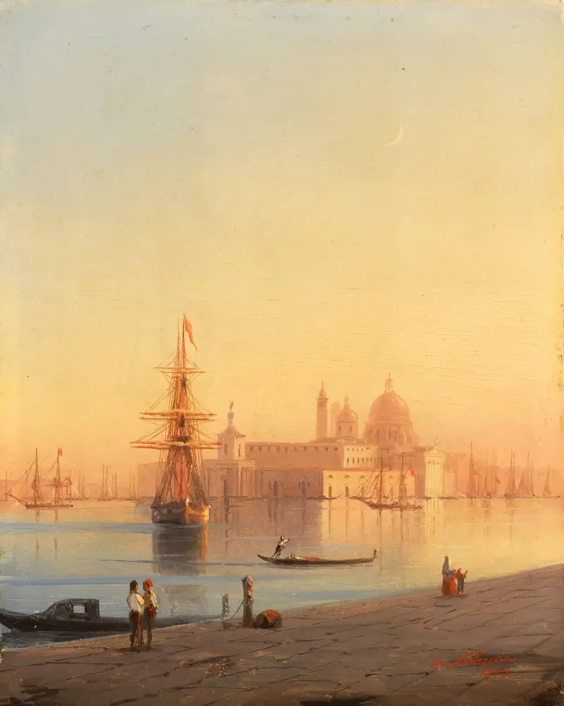 Punta della Dogana och Santa Maria della Salute, Venedig av Ivan Konstantinovich Aivazovsky