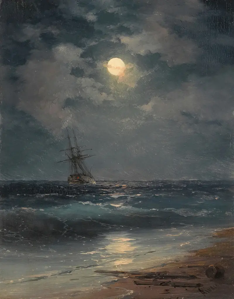 Ship by Moonlight av Ivan Konstantinovich Aivazovsky