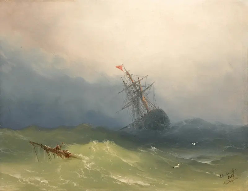 Sinkendes Schiff in stürmischen Gewässern von Ivan Konstantinovich Aivazovsky
