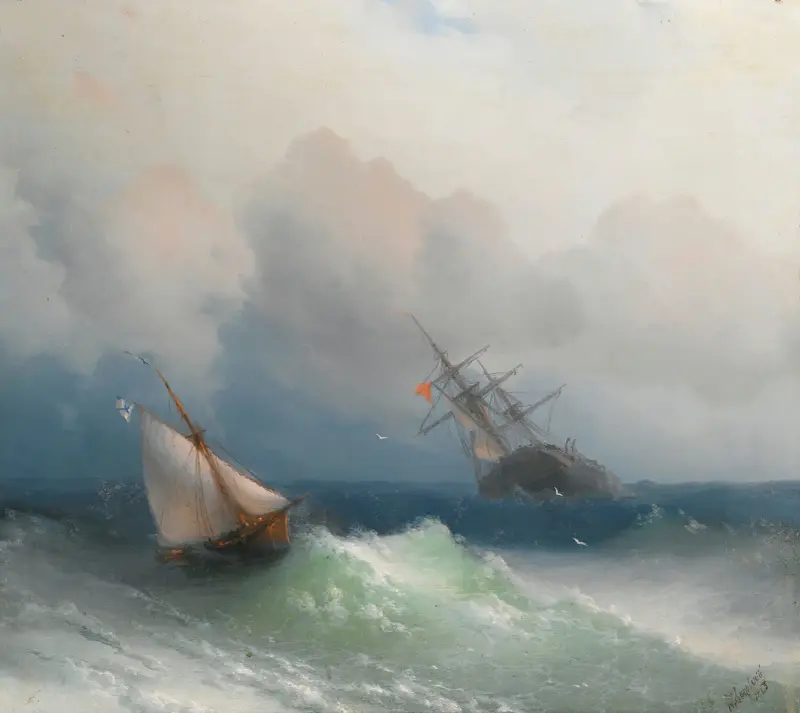 Two Ships At Sea av Ivan Konstantinovich Aivazovsky