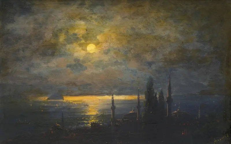 Vy över Konstantinopel i månsken av Ivan Konstantinovich Aivazovsky