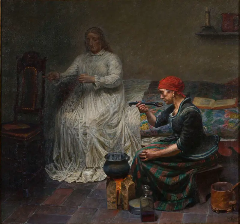 Leonora Christina i Blåtårn. Kvinnan kokar gröt av Kristian Zahrtmann
