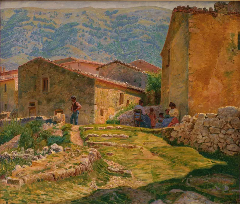 Sonnenmorgen in Civita d'Antino von Kristian Zahrtmann