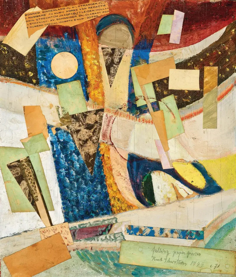 c 71 fallende Papierstücke von Kurt Schwitters