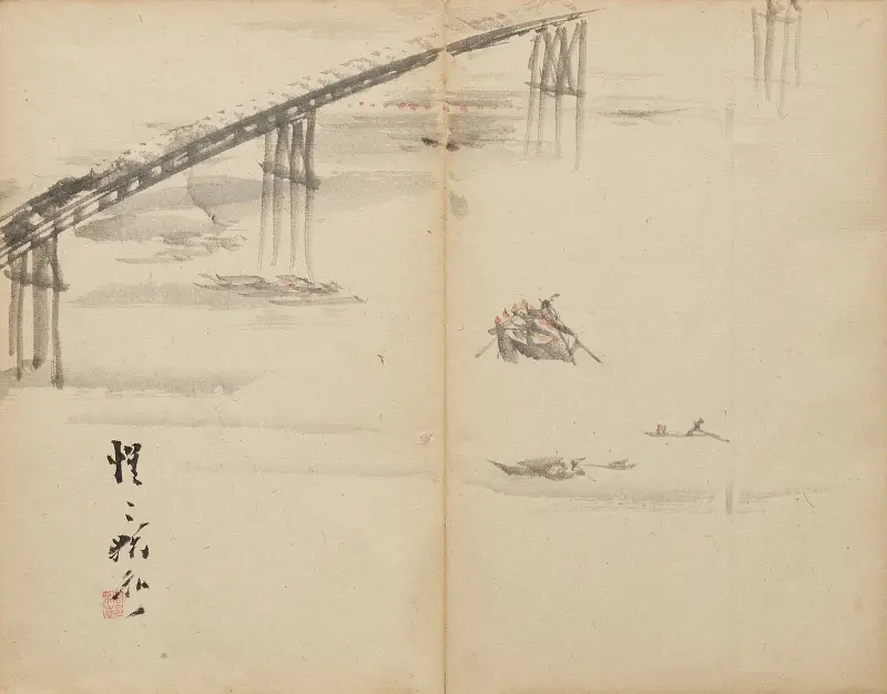 Lodě na řece, Kawanabe Kyōsai