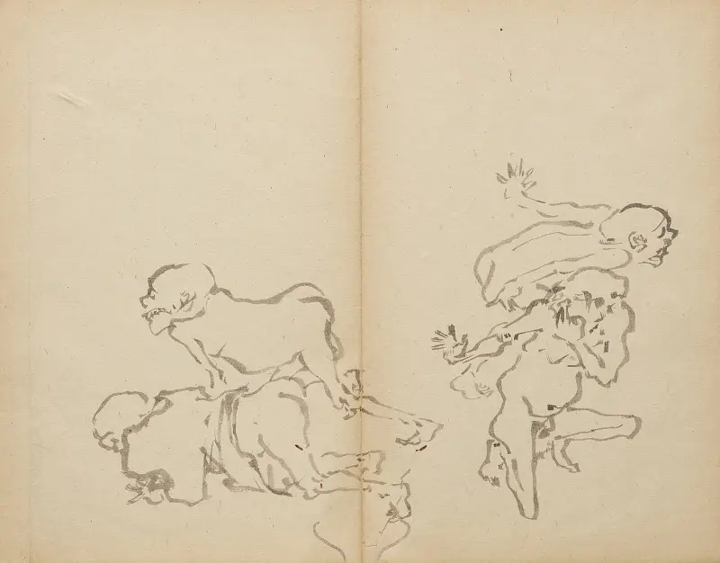 De äldres pruttävling av Kawanabe Kyōsai