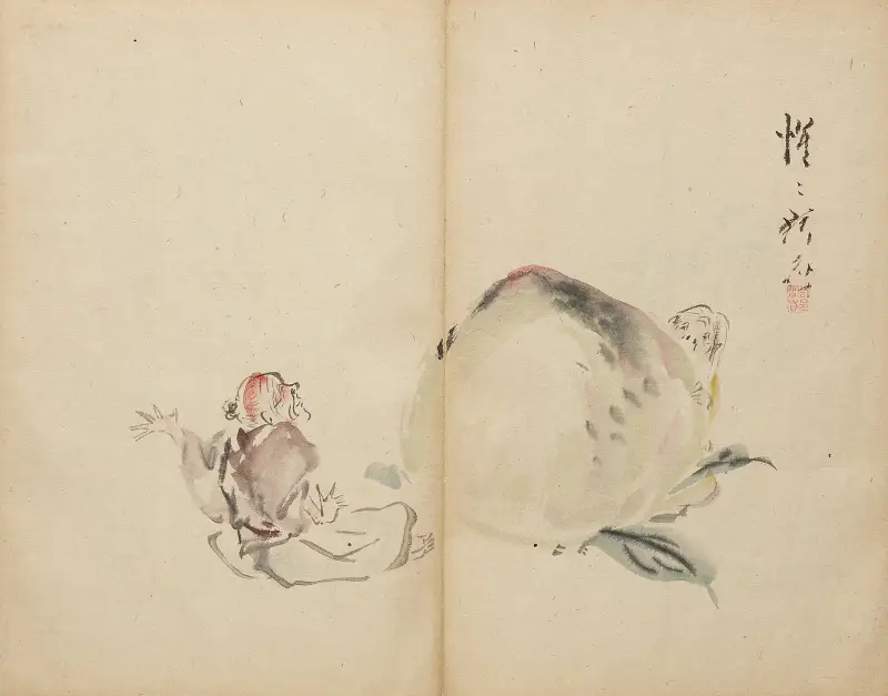 Chłopiec z brzoskwini, Kawanabe Kyōsai