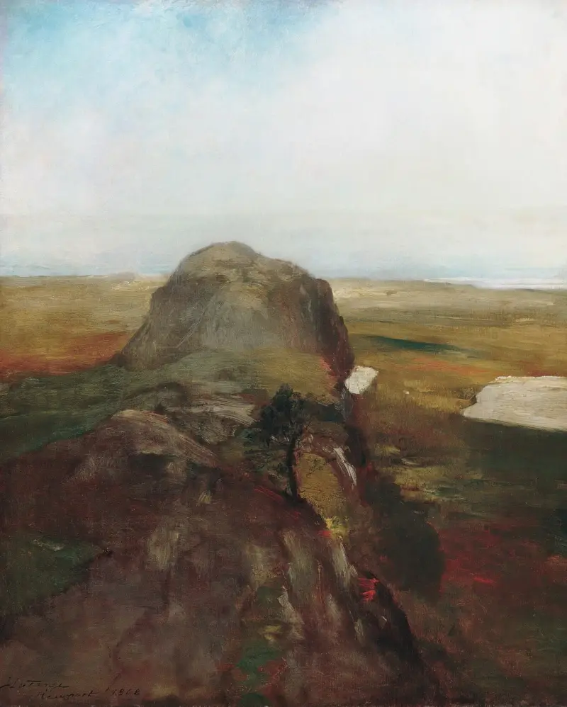 Höststudie, utsikt över Hanging Rock, Newport, R.I. av John La Farge