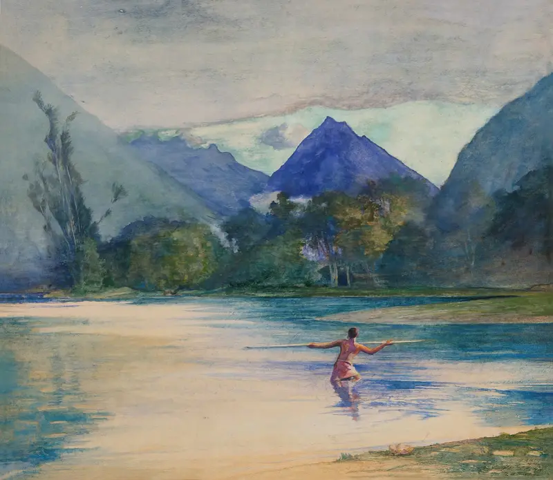 Mynningen till Vai-Te-Piha-floden, Cooks ankarplats av John La Farge
