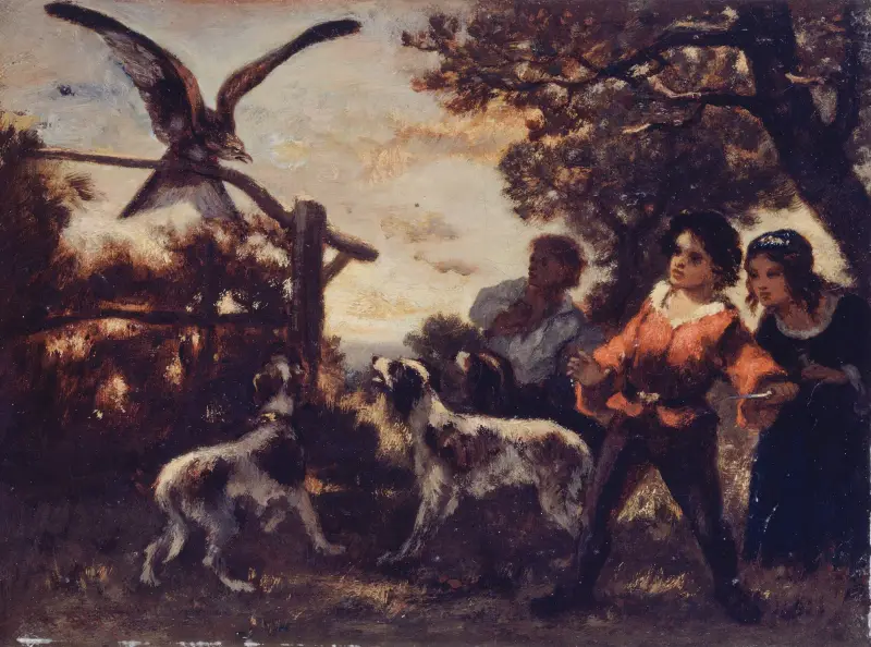 Barnen med falken av Narcisse-Virgile Diaz de La Peña