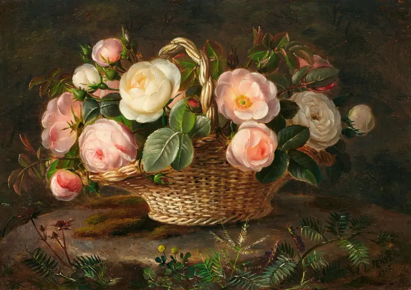 Kosz z różami, Johan Laurentz Jensen