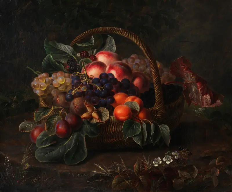 Stillleben mit Früchtekorb av Johan Laurentz Jensen