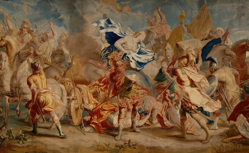 Kampf zwischen Menelaos und Paris von Charles Le Brun